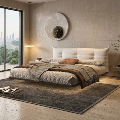 Weißes Schlafzimmer Bett Designer Wandbett LED-Betten Holzgestell Möbel