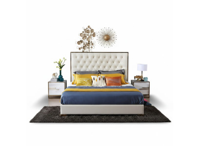 Weißes Chesterfield Großes Bett Schlafzimmer Möbel Designer Betten Neu