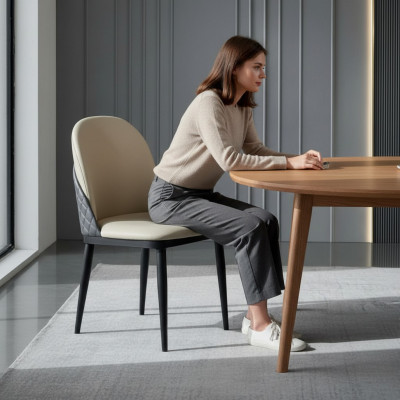 Weiß-Grauer Einsitzer Moderne Esszimmer Stühle Lehnstuhl Holz Möbel