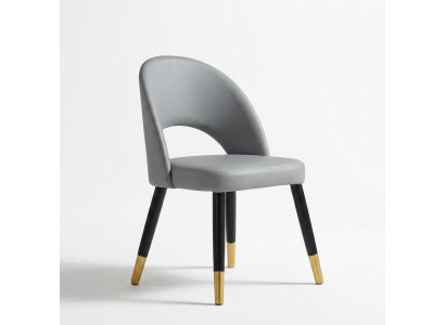 Moderner Grauer Esszimmer Stuhl 1-Sitzer Designer Einsitzer Holzstühle