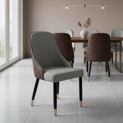 Schwarz-Grauer Esszimmerstuhl Luxuriöse Esszimmer Möbel Holzstühle Neu