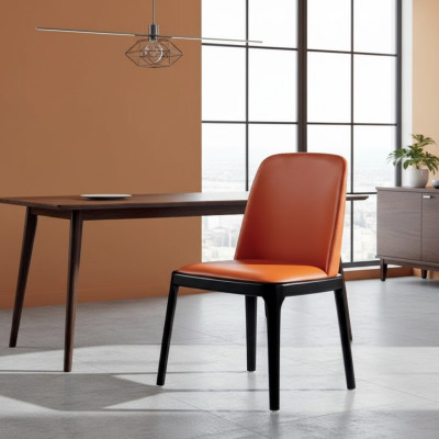 Orange-schwarzer Esszimmerstuhl Stilvolle Lehnstühle Moderner Holzstuhl
