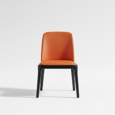 Orange-schwarzer Esszimmerstuhl Stilvolle Lehnstühle Moderner Holzstuhl