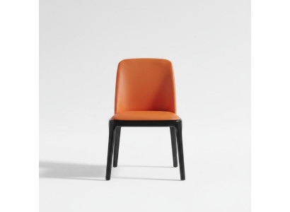 Orange-schwarzer Esszimmerstuhl Stilvolle Lehnstühle Moderner Holzstuhl