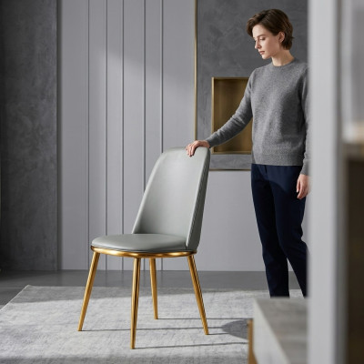 Grauer Esszimmerstuhl 1-Sitzer Designer Lehnstühle Moderner Einsitzer