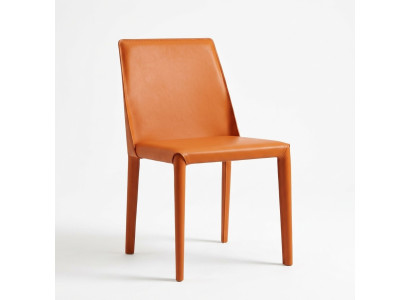 Oranger Kunstlederstuhl Esszimmermöbel Moderne Stühle Holzgestell Neu
