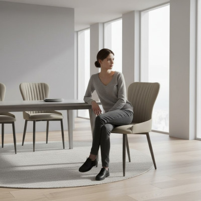 Grauer Polsterstuhl Moderne Esszimmer Sitzmöbel Designer Einsitzer Neu