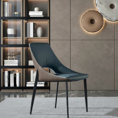 Blauer Kunstlederstuhl Textil Esszimmer Sitzmöbel Polsterstühle 1-Sitzer