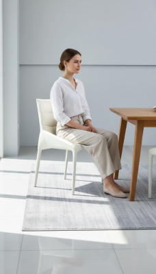 Esszimmer Weißer Einsitzer Designer Stuhl Holzgestell Armlehnenstühle