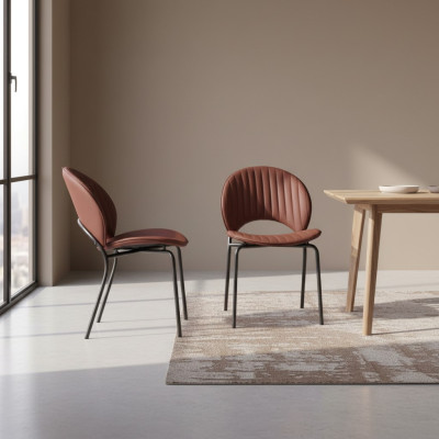 Brauner Esszimmer Stuhl Luxus Lehnstühle Küchenstuhl Leder Holz Stühle