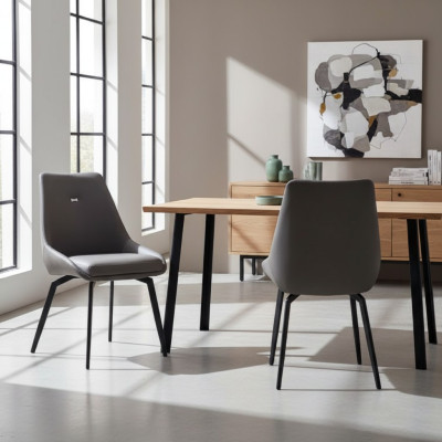 Moderner Grauer Stuhl Esszimmer Holz Metallstühle Designer Lehnstühle