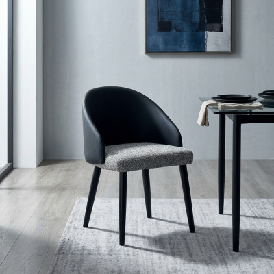 Grau-Blauer Esszimmerstuhl Luxuriöser Einsitzer Polstermöbel Holzstühle
