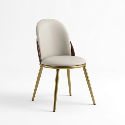 Weiß-Goldener Stuhl Stilvoller EInsitzer Polsterstühle Edelstahlstühle