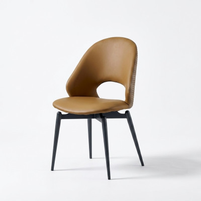 Brauner Lederstuhl Moderner Esszimmer Einsitzer Stilvolle Holz Stühle