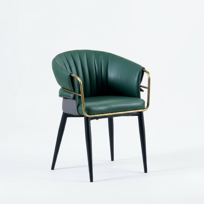 Grüner Esszimmerstuhl Designer Holzfüße Kunstlederstühle Edelstahl Möbel