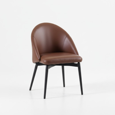 Brauner Lederstuhl Designer Einsitzer Moderne Esszimmer Holz Stühle