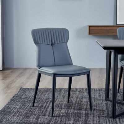 Kunstleder Sitzer Designer Esszimmer Blauer Stuhl Polsterstühle 1-Sitzer