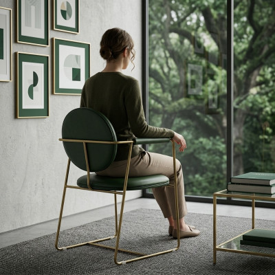 Grüner Edelstahlstuhl Designer Sessel Luxuriöser Einsitzer Moderne Möbel