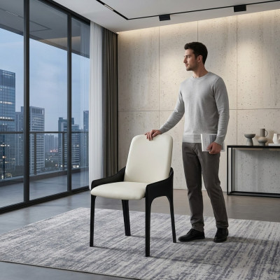 Moderner Weiß-Schwarzer Esszimmer Stuhl Designer Esszimmer Möbel Stuhl