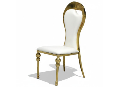 Klassischer Esszimmer Weiß-Goldener Stuhl Polsterstühle Holz Stühle Neu
