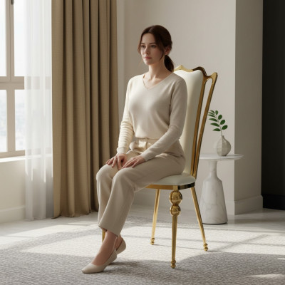 Esszimmer Möbel Designer Weiß-Goldener Stuhl Polster Möbel Modern Neu