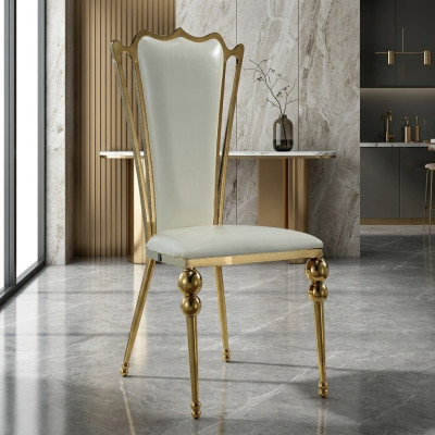 Esszimmer Möbel Designer Weiß-Goldener Stuhl Polster Möbel Modern Neu