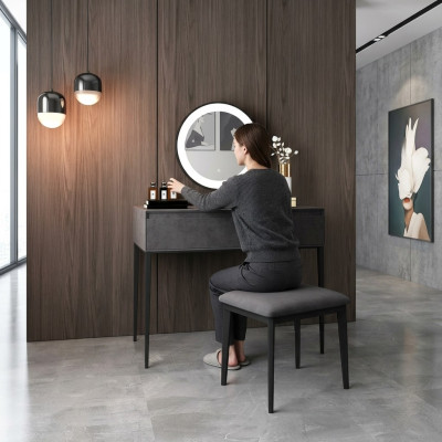 Grauer Schminktisch Designer Frisiertisch Schubladen Kosmetikkommode