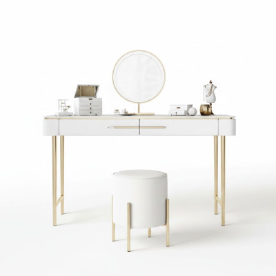 Weißer Schminktisch Designer Kosmetiktisch 2x Schubladen Frisierkommode