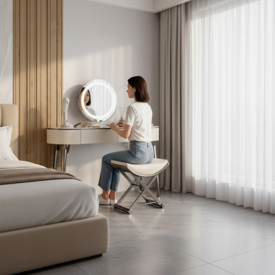 Beiger Kosmetiktisch Designer Schlafzimmer Möbel Edle Frisierkommode