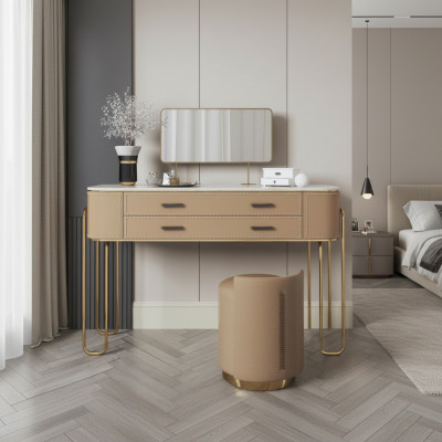 Brauner Frisiertisch Designer Schminktisch mit Schubladen Luxus Möbel
