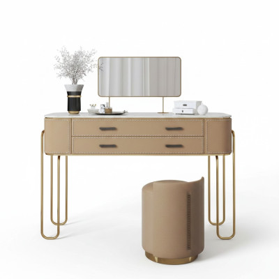 Brauner Frisiertisch Designer Schminktisch mit Schubladen Luxus Möbel