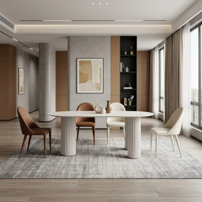 Weiße Esszimmergarnitur Designer Esstisch 6x Polsterstühle Luxus Set