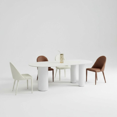 Weiße Esszimmergarnitur Designer Esstisch 6x Polsterstühle Luxus Set