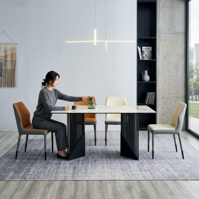 Essgruppe Esszimmertisch Designer 6x Kunstleder Stühle Esstisch 7tlg