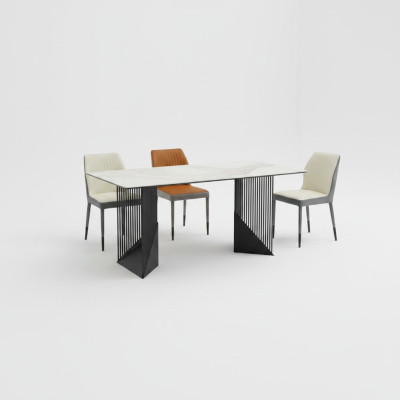 Essgruppe Esszimmertisch Designer 6x Kunstleder Stühle Esstisch 7tlg