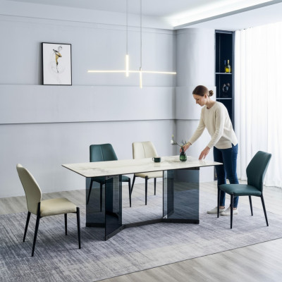 Weißer Esstisch Designer Essgruppe 4x Moderne Stühle Luxus Esszimmer