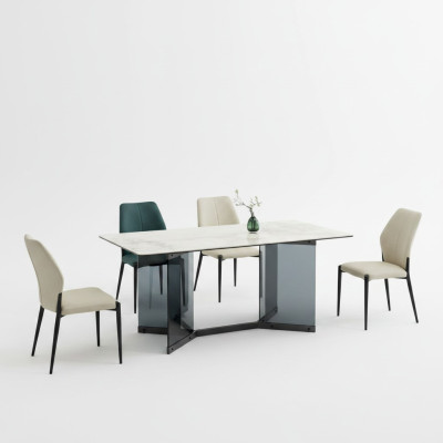 Weißer Esstisch Designer Essgruppe 4x Moderne Stühle Luxus Esszimmer