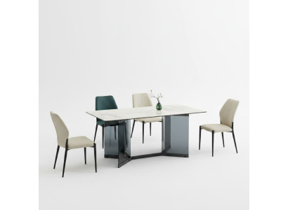 Weißer Esstisch Designer Essgruppe 4x Moderne Stühle Luxus Esszimmer