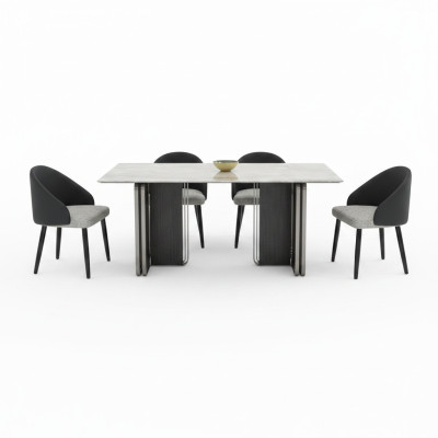 Edle Esszimmer Möbel Designer Esszimmer Tisch 6x Kunstleder Stühle 7tlg