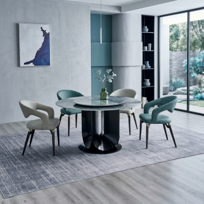 Moderne Essgruppe Designer Rundtisch 4x Stühle Esszimmergarnitur 5tlg