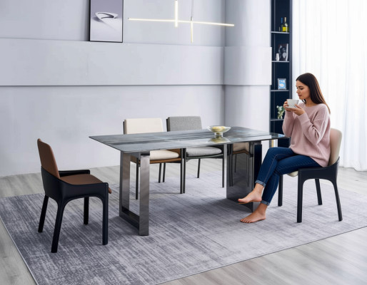 Essgruppe Designer 4x Stühle Moderne Sitzgruppe Luxus Rechteckiger Tisch