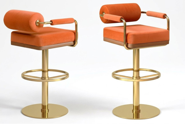 Oranger Barstuhl Edelstahl-Sitzer Edler Einsitzer Moderne Lounge Möbel
