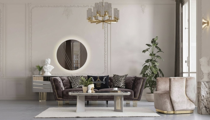 Stilvolle Couchgarnitur Dreisitzer + Sessel Luxus Wohnzimmer Sitzmöbel