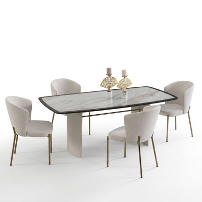 Weißes Esszimmer Set Designer Esstisch 4x Stühle Holz Möbel Luxus 5tlg