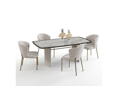 Weißes Esszimmer Set Designer Esstisch 4x Stühle Holz Möbel Luxus 5tlg