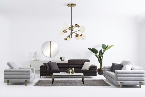 Wohnzimmer Designer Sofagarnitur 3+3+1 Sitzer Braune Couchgarnitur Set