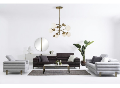 Wohnzimmer Designer Sofagarnitur 3+3+1 Sitzer Braune Couchgarnitur Set