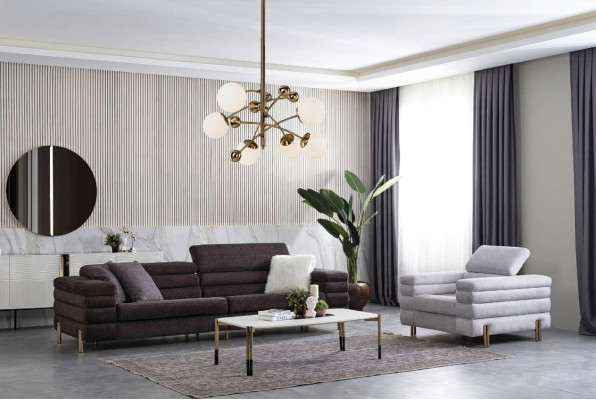 Wohnzimmer Designer Sofagarnitur Viersitzer Luxus Lounge Sessel 2tlg