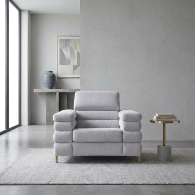 Grauer Moderner Sessel Polster Einsitzer Wohnzimmer Einrichtung 1-Sitzer