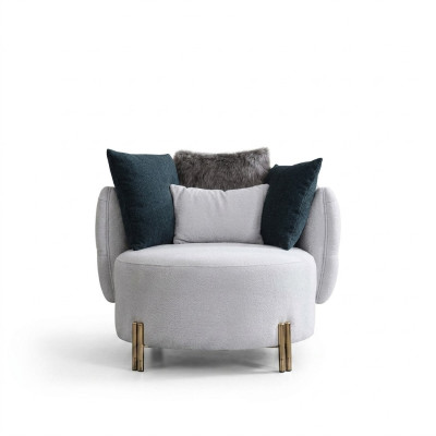 Weißer Textil Sessel Luxus Einsitzer Designer Wohnzimmer Polster Sessel